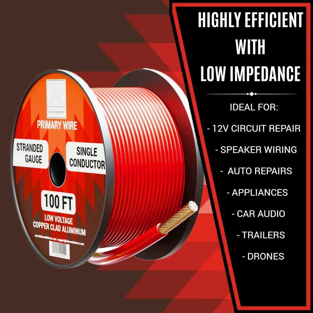 12 Gauge Wire Combo 6 Pack, 100ft Per Roll, 12V Low Voltage Cable, Copper Clad